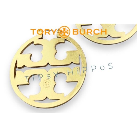 Authentic Tory Burch Miller Hoops in Red and Gold - Picture 2 of 5